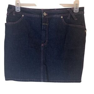 Dolce & Gabbana Dark Blue Mini Skirt with Pink Stitching
